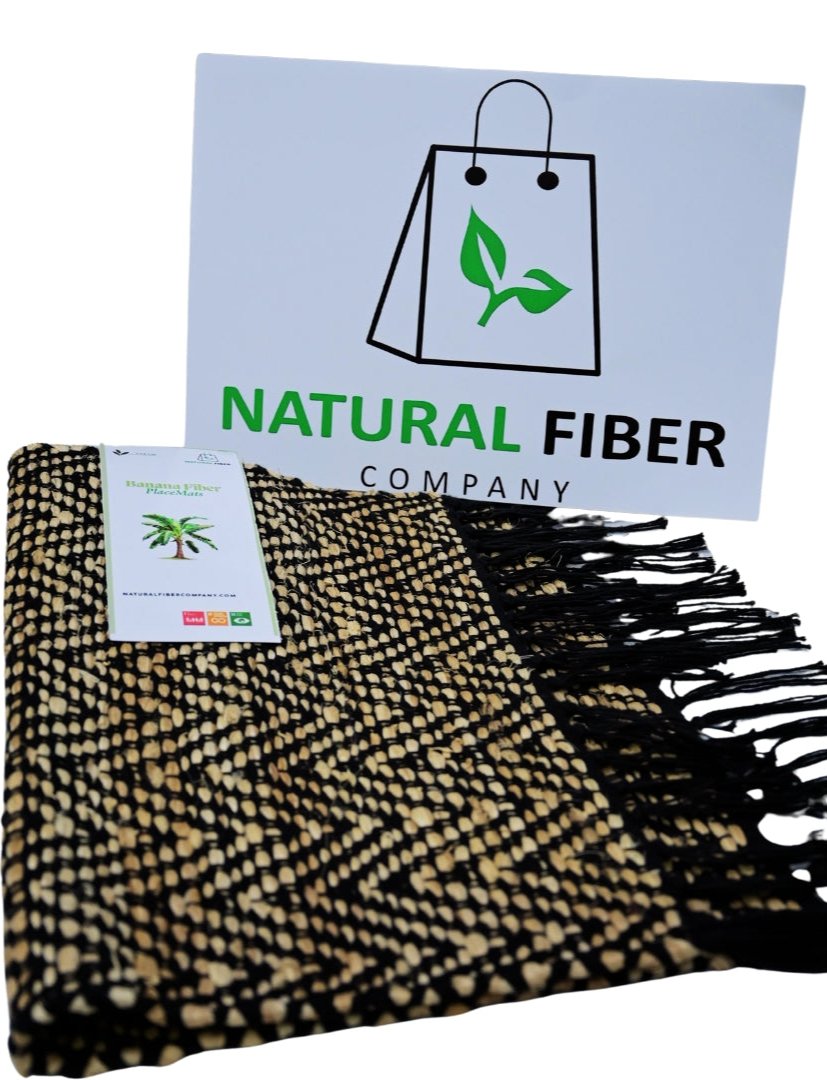 Banana Fiber Table Runner (Black), Handmade table runner, 33x48 inch, Oriental Table Runner, Kitchen Table Runner, Home Decor, Table Runner with Tassels Hand Woven Banana-Cotton Table Runnerd