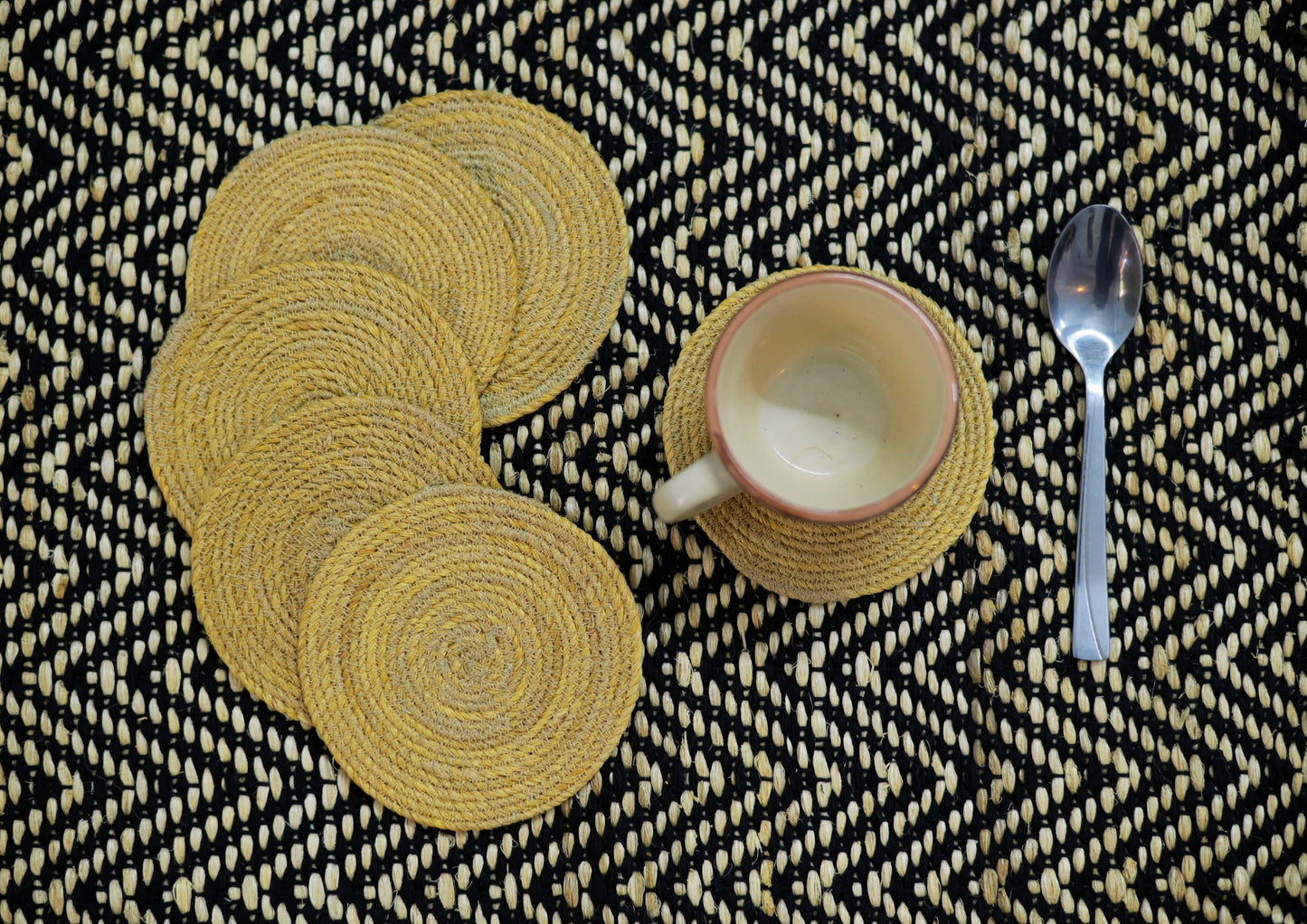 Banana Fiber Coaster, Set-Beach Rope Coasters, Set- Coaster for Table Decor, Set of 6 Drink Coasters, Coaster Set from Natural Material