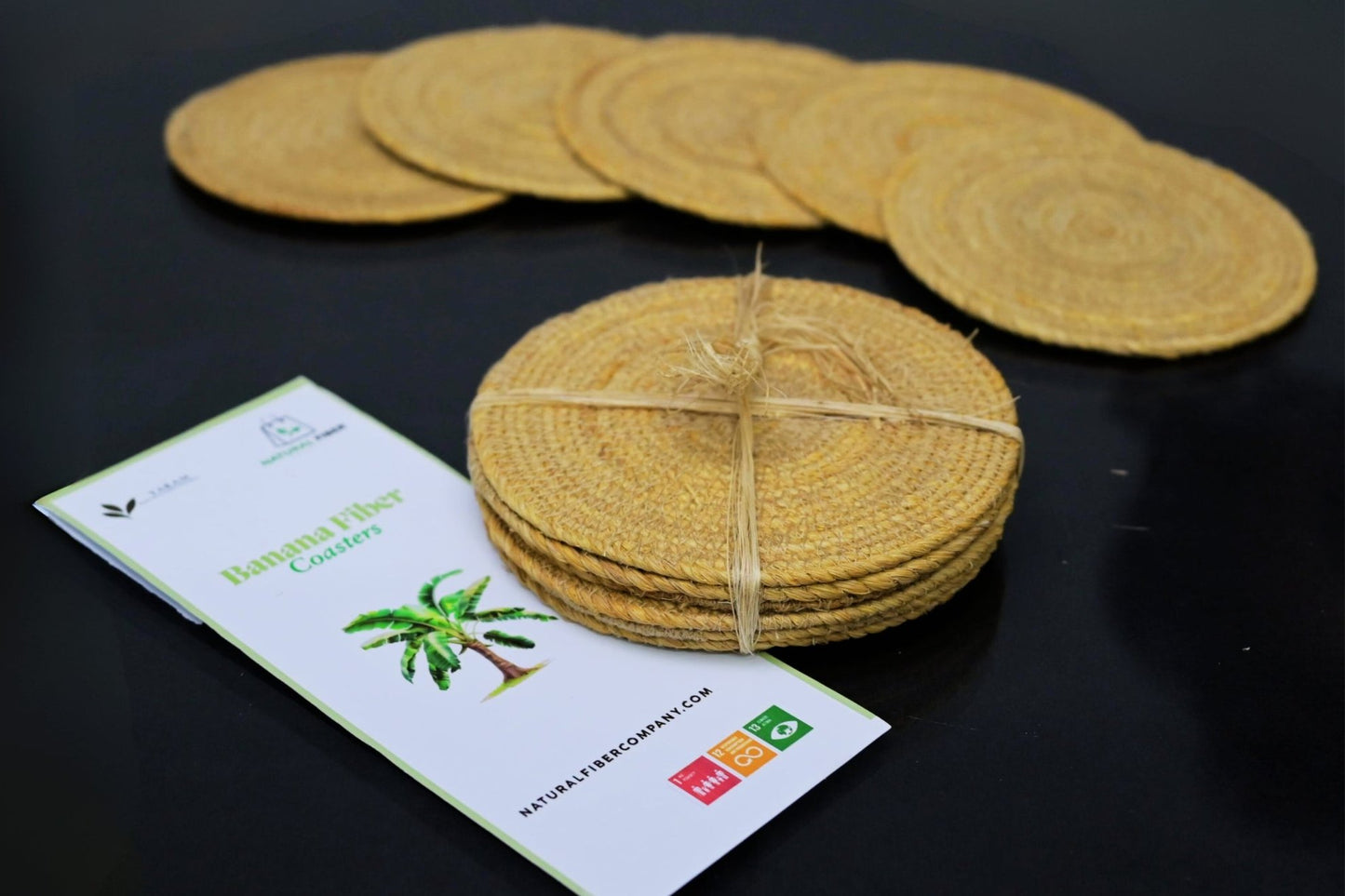 Banana Fiber Coaster, Set-Beach Rope Coasters, Set- Coaster for Table Decor, Set of 6 Drink Coasters, Coaster Set from Natural Material